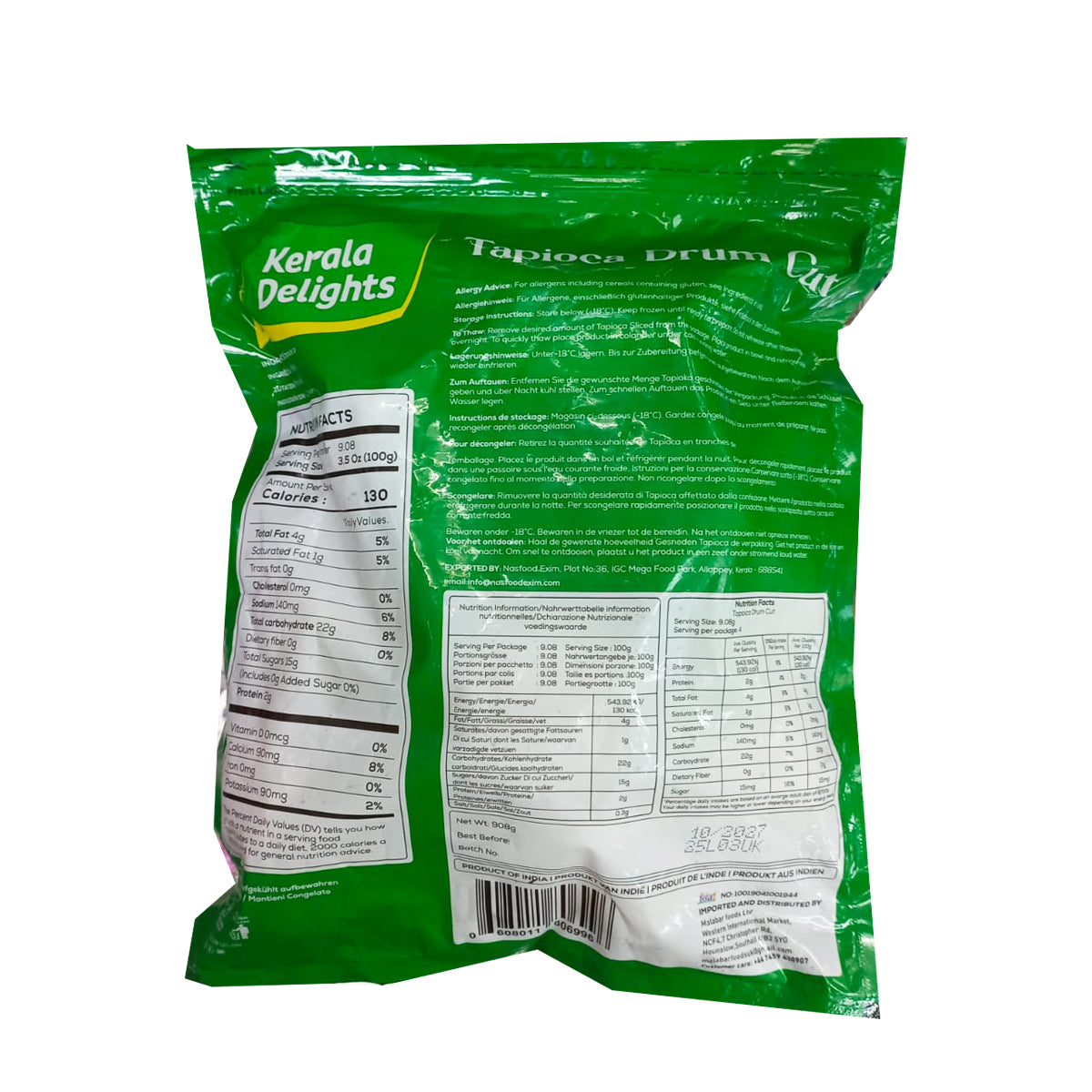 Buy Kerala Delights Tapioca Drumcut 908g at Veenas.com - Online Indian Grocery Store UK