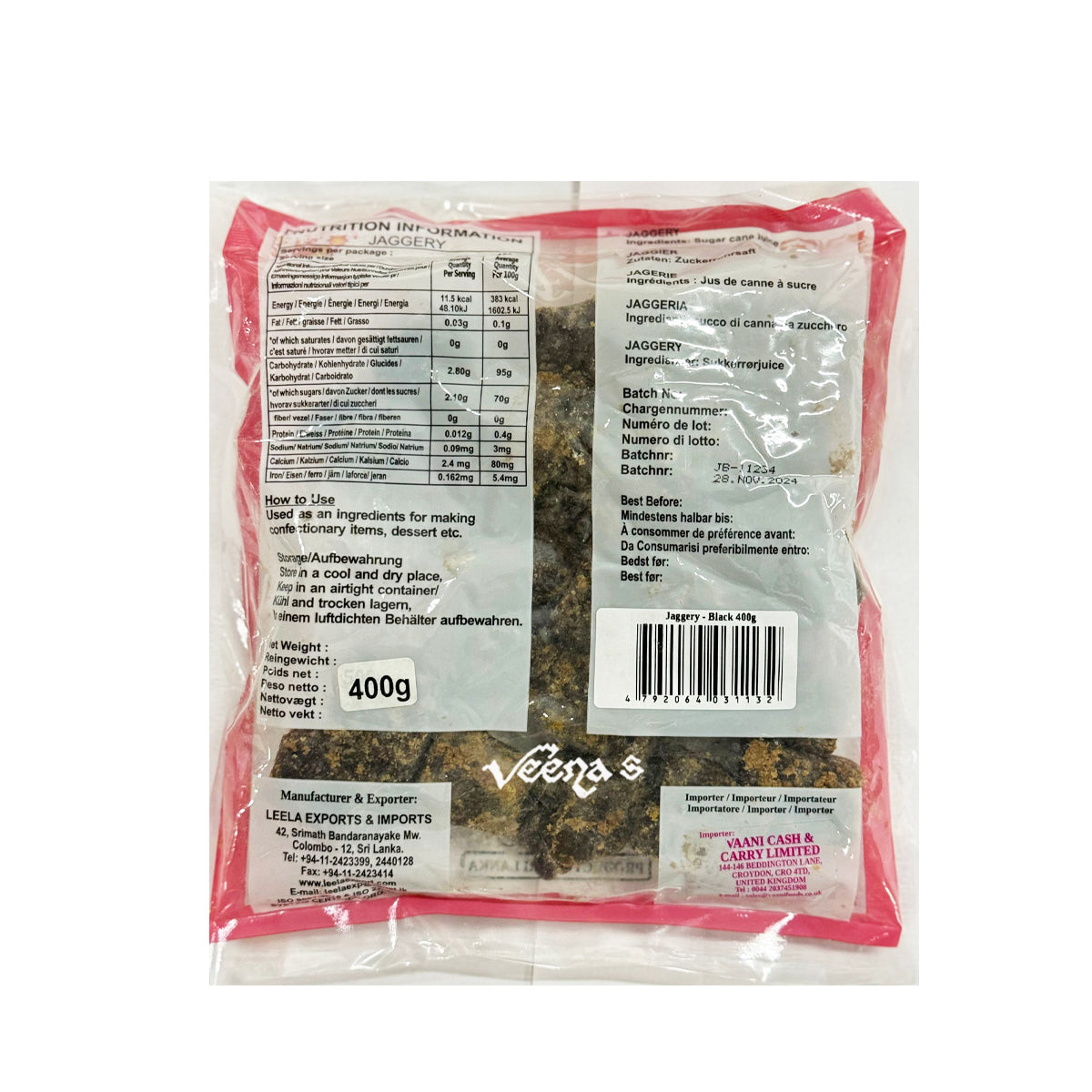 Buy Leela Jaggery 400g at Veenas.com - Online Indian Grocery Store UK