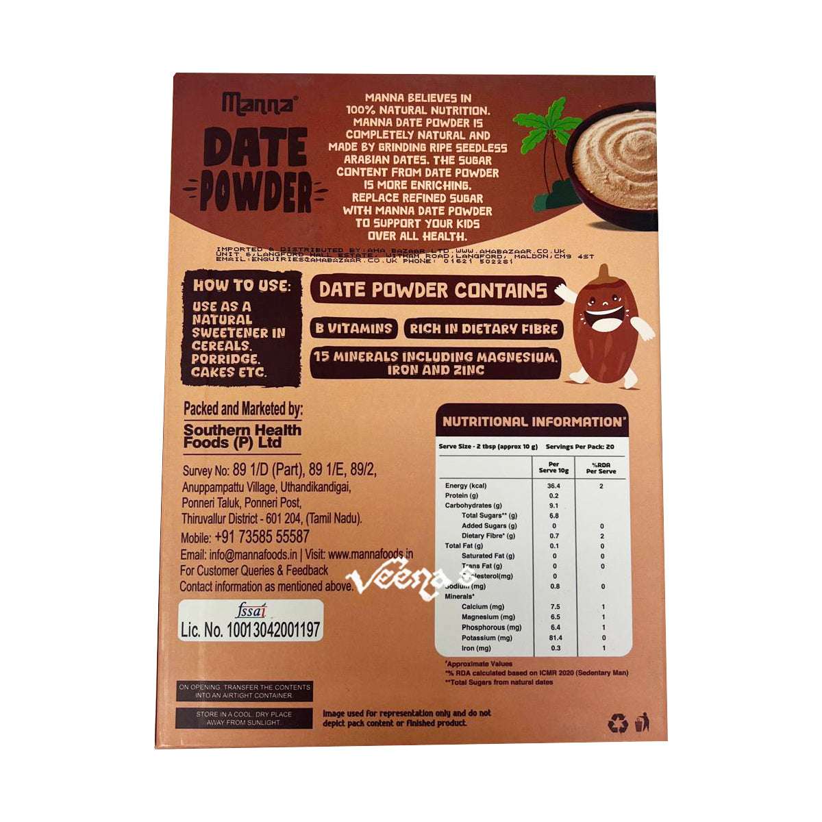 Buy Manna Dates Powder 200g at Veenas.com - Online Indian Grocery Store UK