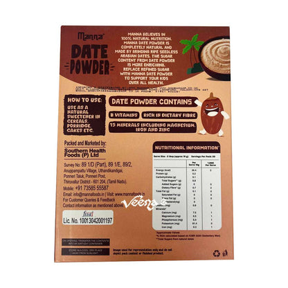 Buy Manna Dates Powder 200g at Veenas.com - Online Indian Grocery Store UK
