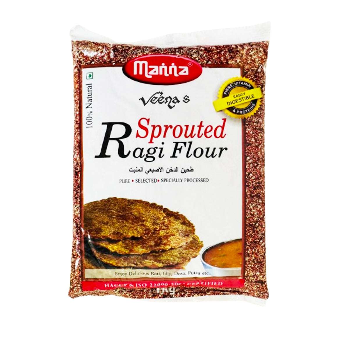 Buy Manna Sprouted Ragi Flour 1kg at Veenas.com - Online Indian Grocery Store UK