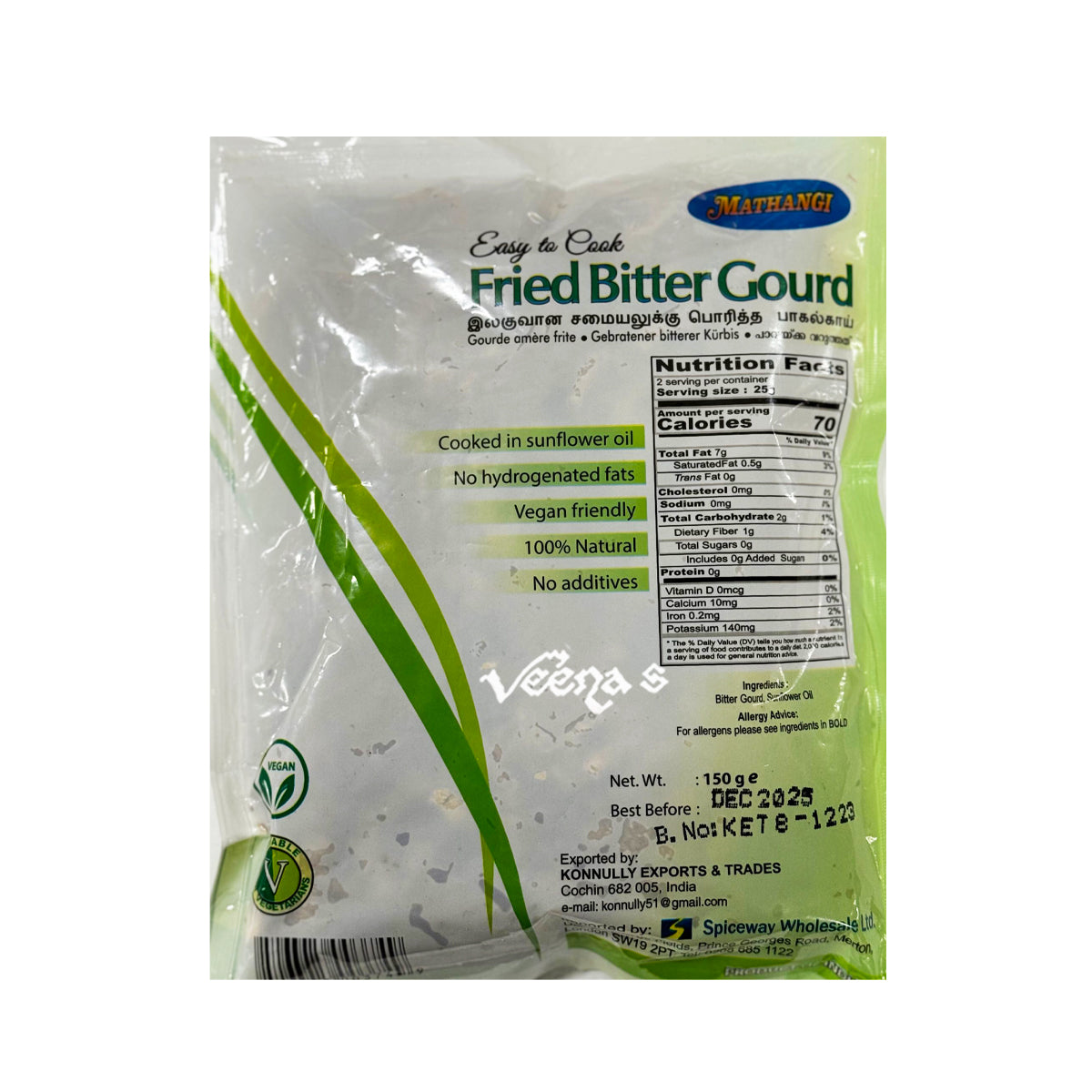 Buy Mathangi Fried Bitter Gourd 150g at Veenas.com - Online Indian Grocery Store UK