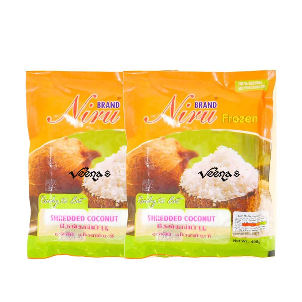 Buy Niru Shredded Coconut 400g (Pack of 2) at Veenas.com - Online Indian Grocery Store UK