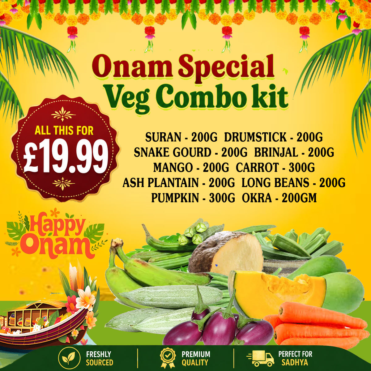 Buy Onam Special Veg Combo Kit at Veenas.com - Online Indian Grocery Store UK