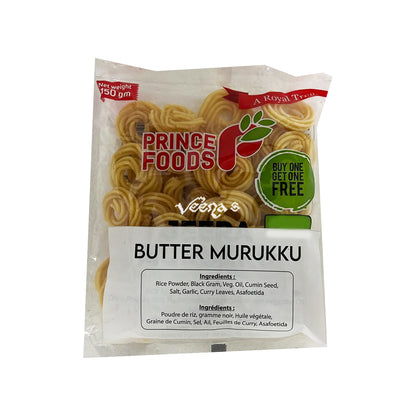 Buy Prince Foods Butter Murukku Buy 1 Get 1 Free 150gm at Veenas.com - Online Indian Grocery Store UK