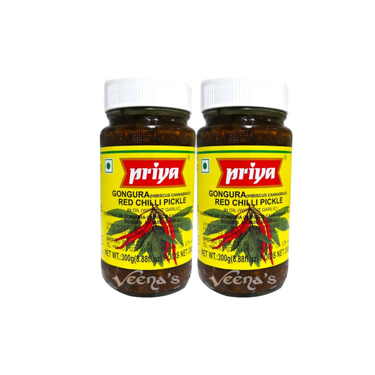 Priya Gongura Red Chilli Pickle 300g Pack of 2