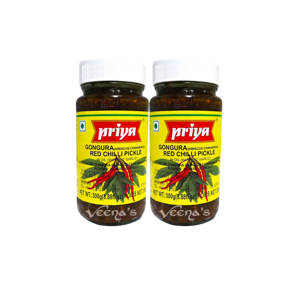 Buy Priya Gongura Red Chilli Pickle 300g Pack of 2 at Veenas.com - Online Indian Grocery Store UK