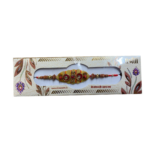Buy Rakhi Red Gold Designer at Veenas.com - Online Indian Grocery Store UK