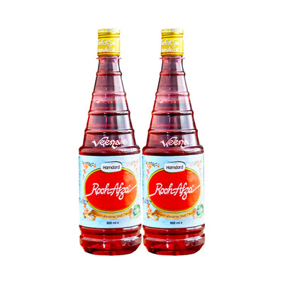 Buy Hamdard Rooh Afza Rose Syrup 800ml (Pack of 2) at Veenas.com - Online Indian Grocery Store UK