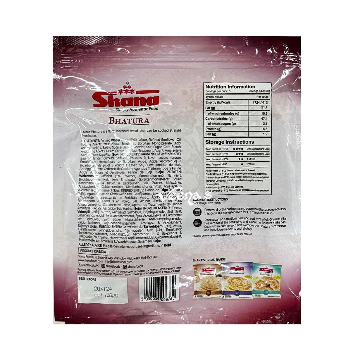 Buy Shana Bhatura 300g at Veenas.com - Online Indian Grocery Store UK