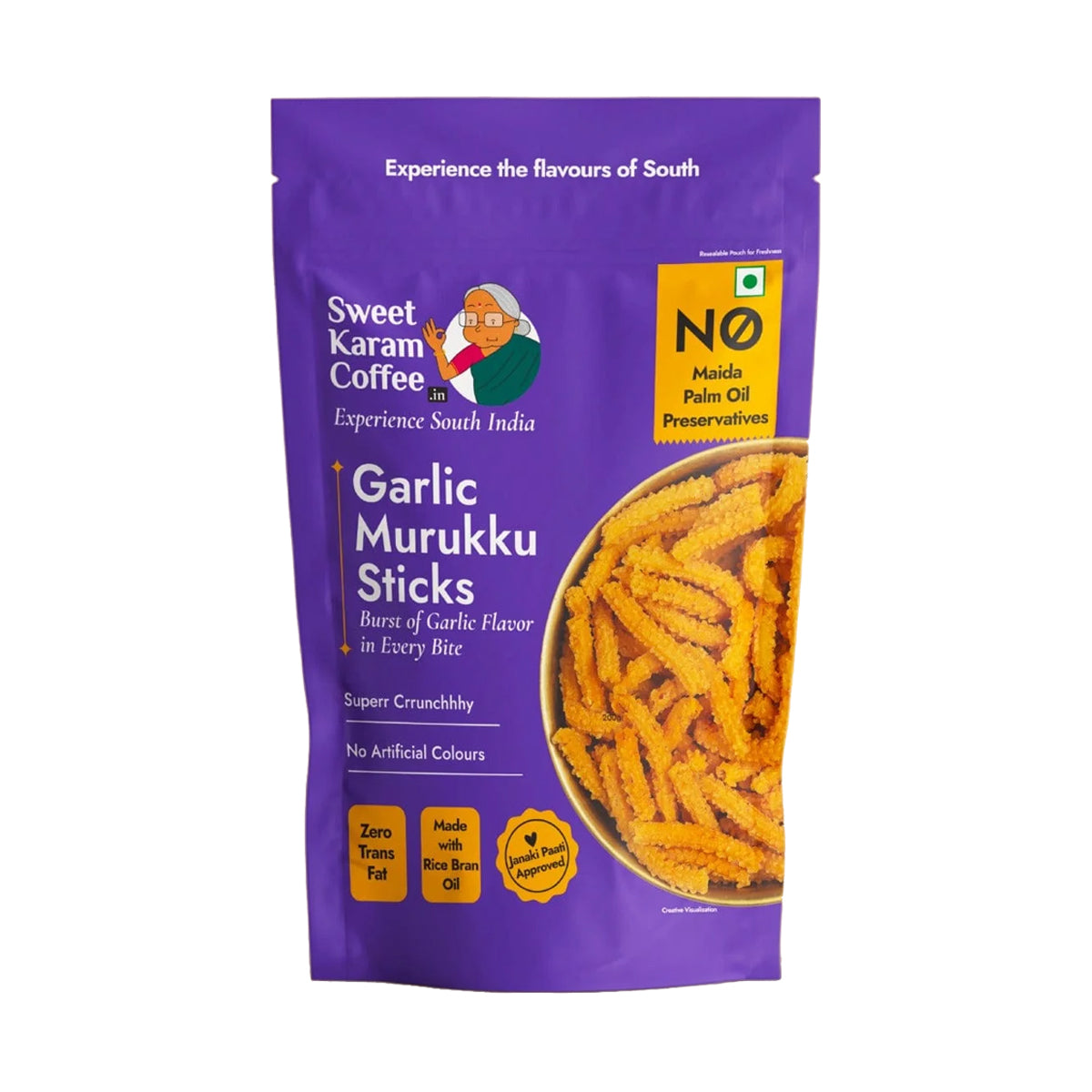 Buy SKC Garlic Murukku Stick 180g at Veenas.com - Online Indian Grocery Store UK