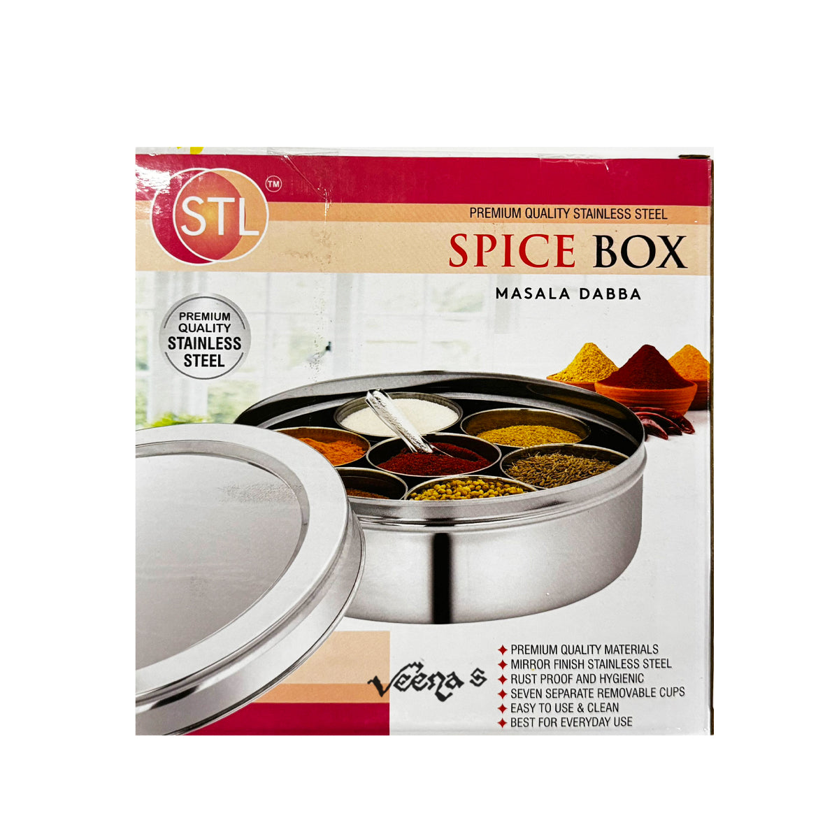 Buy STL Spice Box Masala Dabba at Veenas.com - Online Indian Grocery Store UK
