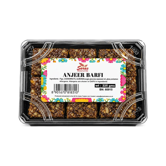 Buy Saras Anjeer Barfi 225g at Veenas.com - Online Indian Grocery Store UK