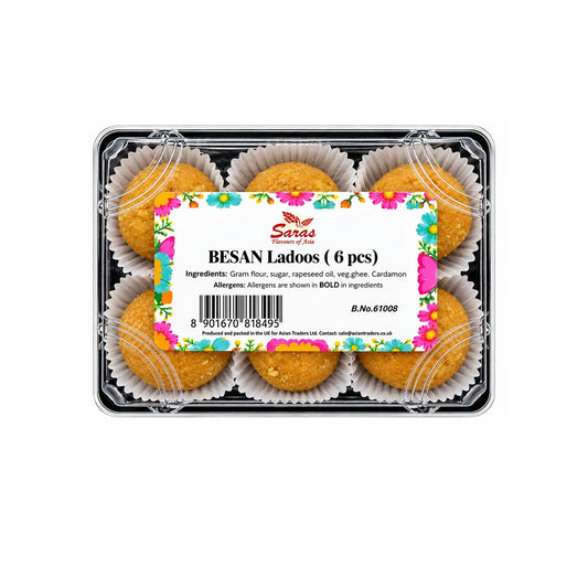 Buy Saras Besan Ladoo (6Pcs) 225g at Veenas.com - Online Indian Grocery Store UK