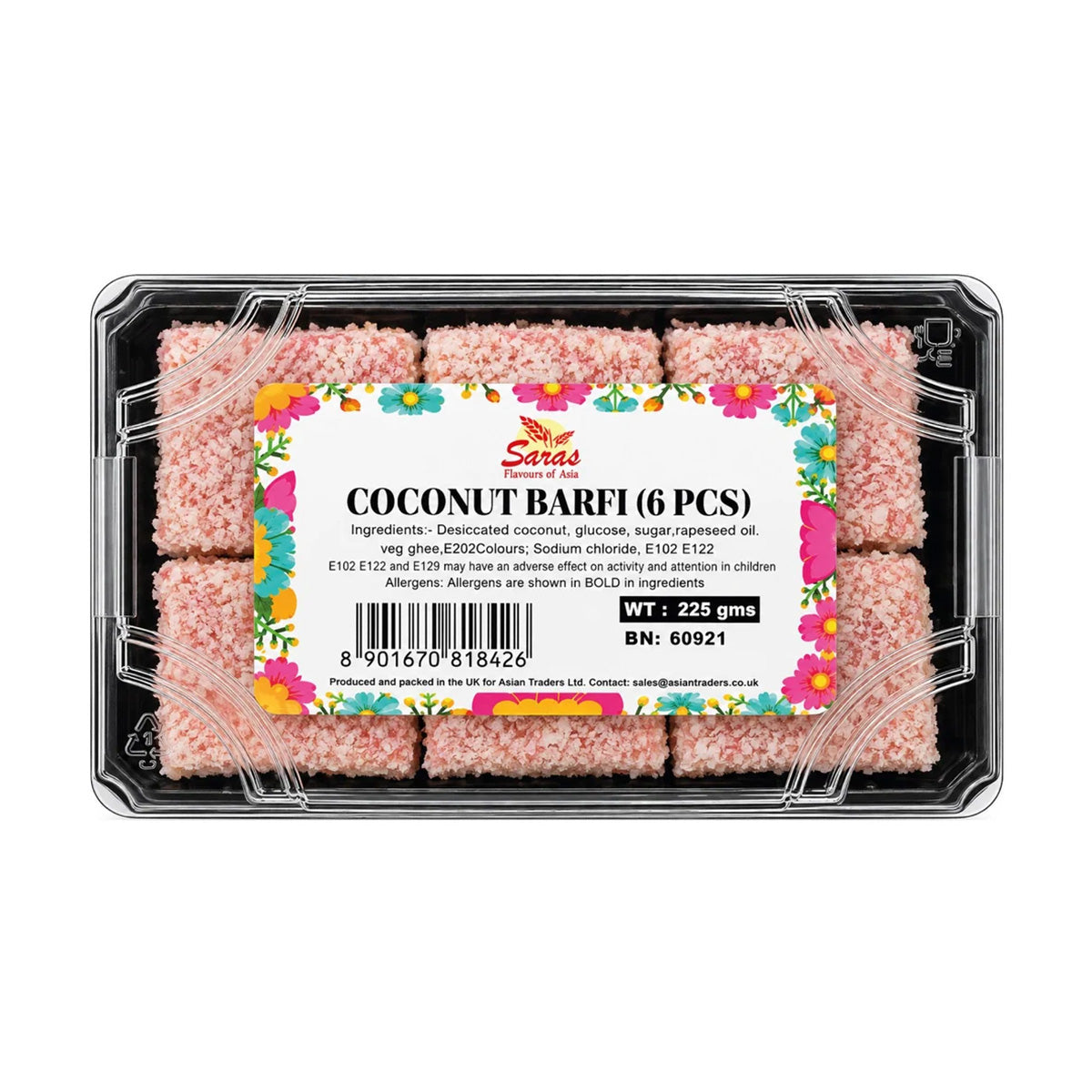 Buy Saras Coconut Barfi 225g at Veenas.com - Online Indian Grocery Store UK