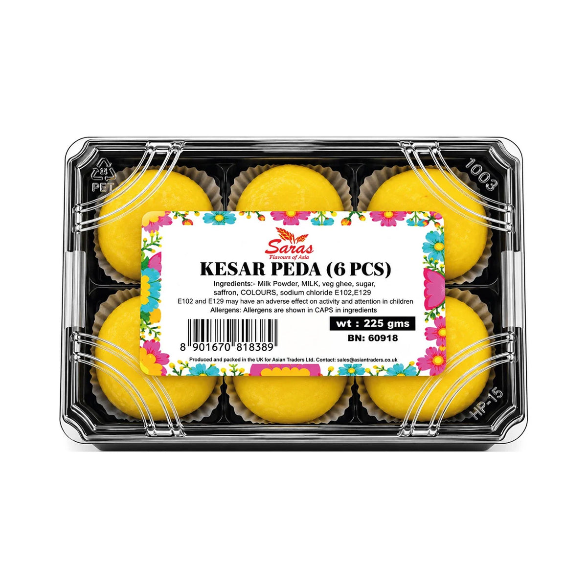 Buy Saras Kesar Peda (6Pcs) 225g at Veenas.com - Online Indian Grocery Store UK