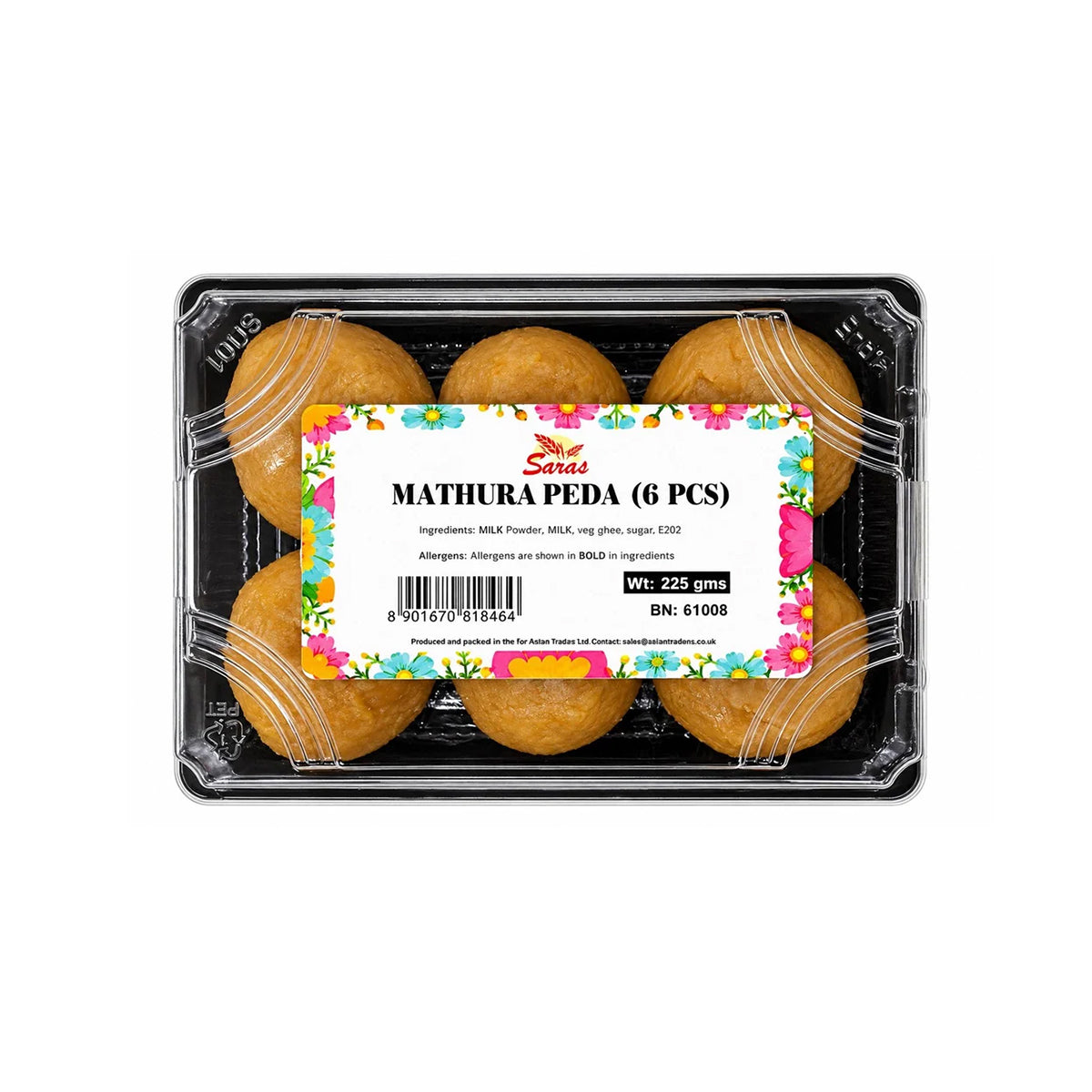 Buy Saras Mathura Peda (6Pcs) 225g at Veenas.com - Online Indian Grocery Store UK