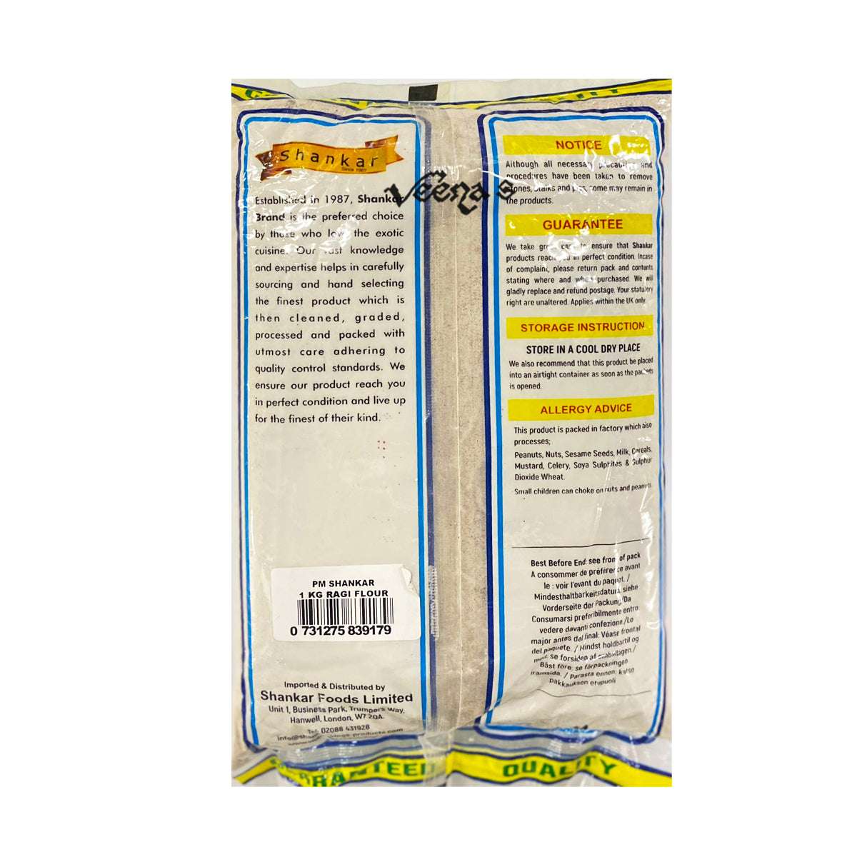 Buy Shankar Ragi Flour 1kg at Veenas.com - Online Indian Grocery Store UK