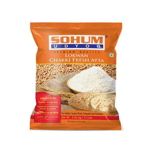 Buy Sohum Lokwan Chakki Fresh Atta 5kg at Veenas.com - Online Indian Grocery Store UK