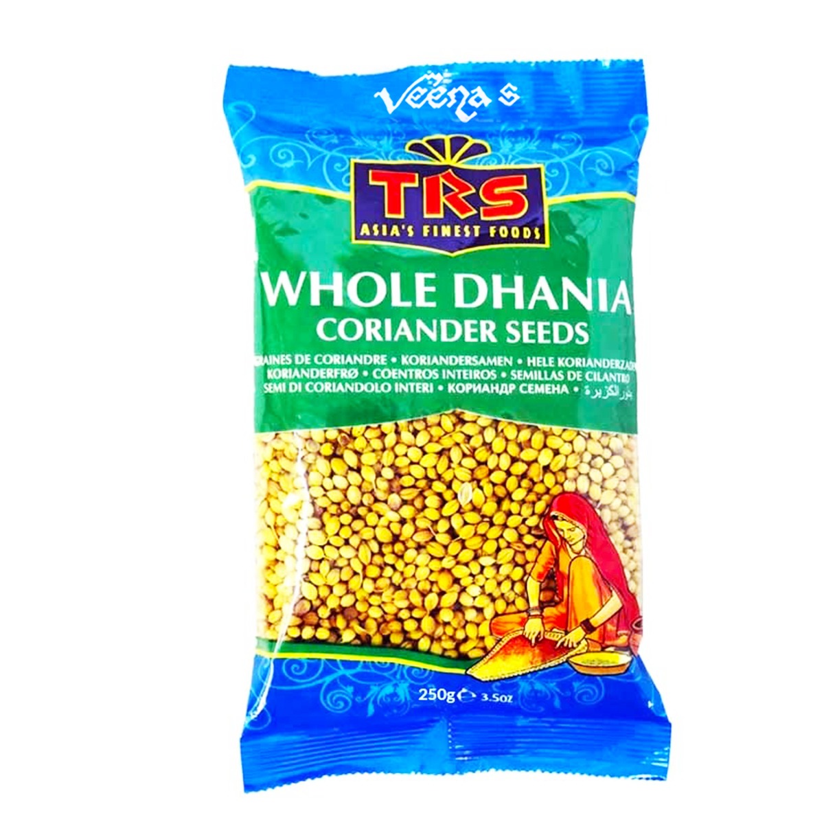 Buy TRS Whole Dhania Seeds (Coriander Seeds) 250g at Veenas.com - Online Indian Grocery Store UK