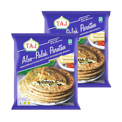 Buy Taj Aloo Palak Paratha(Pack of 2) 4PCS 400g at Veenas.com - Online Indian Grocery Store UK