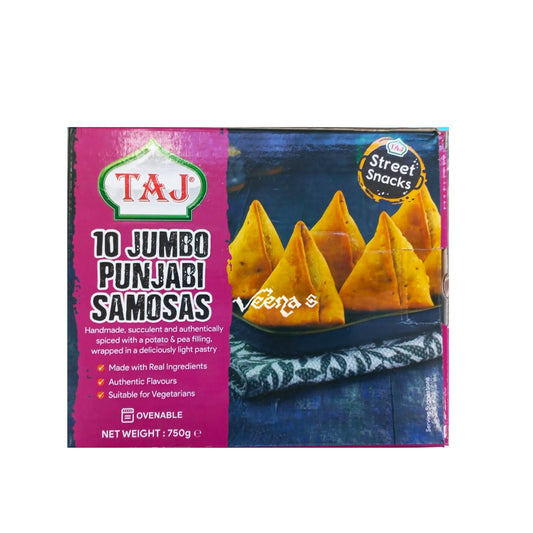 Buy Taj 10 Jumbo Punjabi Samosa 750g at Veenas.com - Online Indian Grocery Store UK