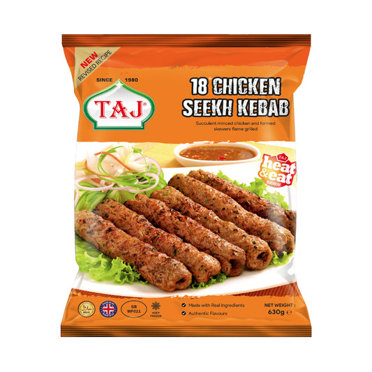 Buy Taj 18 Chicken Seekh Kebab 630g at Veenas.com - Online Indian Grocery Store UK
