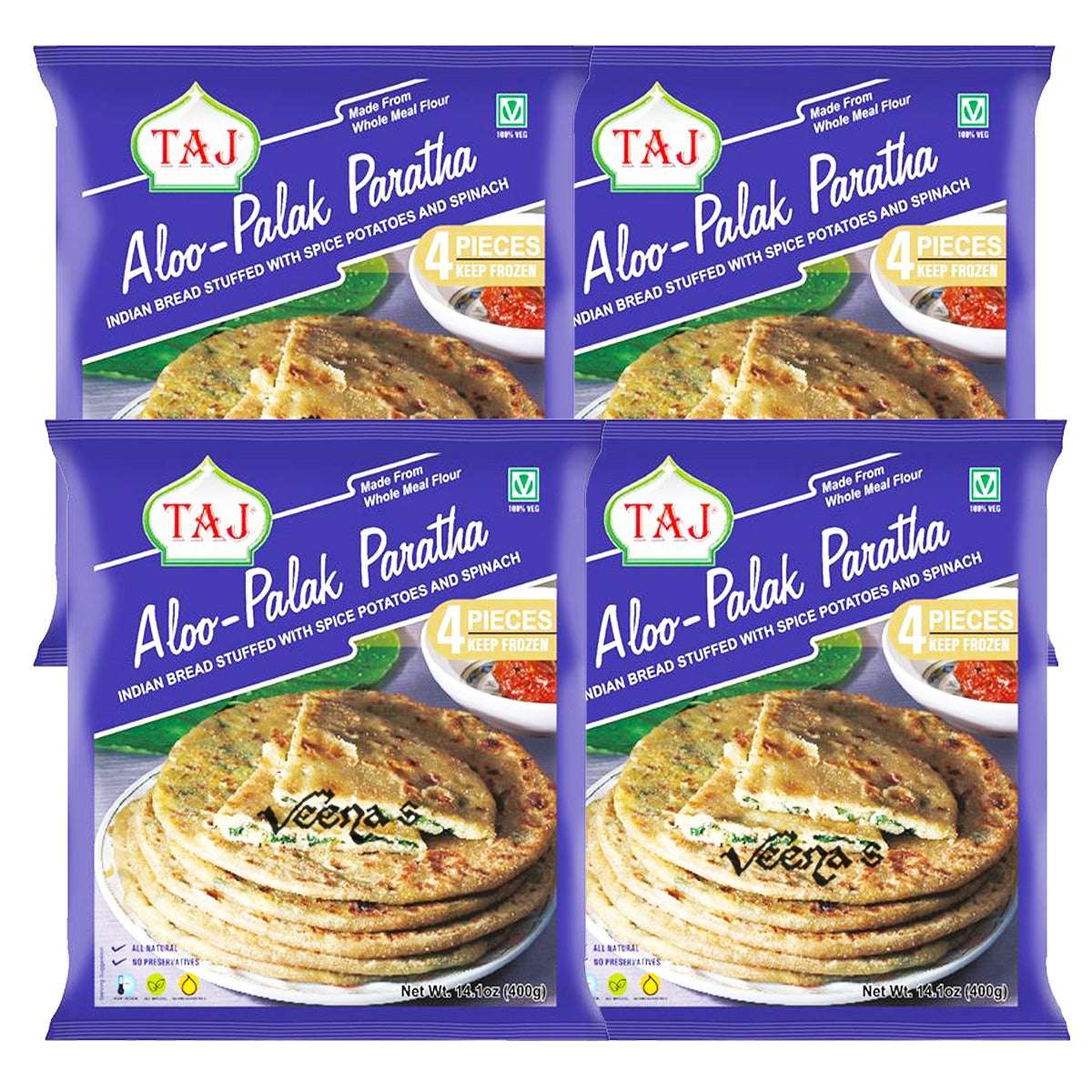 Taj Aloo Palak Paratha 400g (Pack of 4)