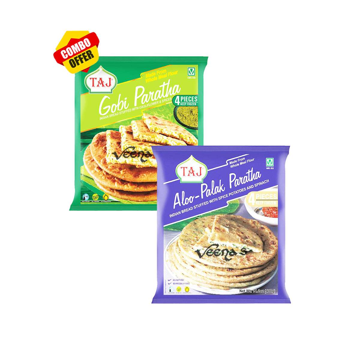 Buy Taj Aloo Palak and Gobi Paratha at Veenas.com - Online Indian Grocery Store UK