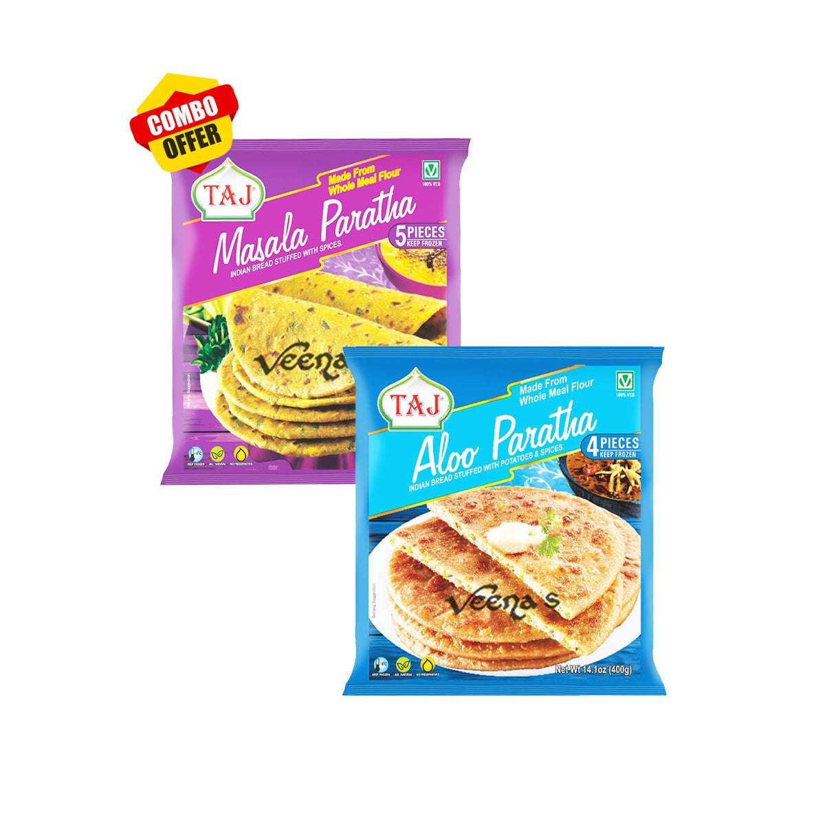 Buy Taj Aloo and Masala Paratha   Combo Pack at Veenas.com - Online Indian Grocery Store UK