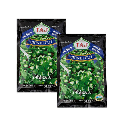 Buy Taj Bhindi Cut Okra 1kg (Pack of 2) at Veenas.com - Online Indian Grocery Store UK