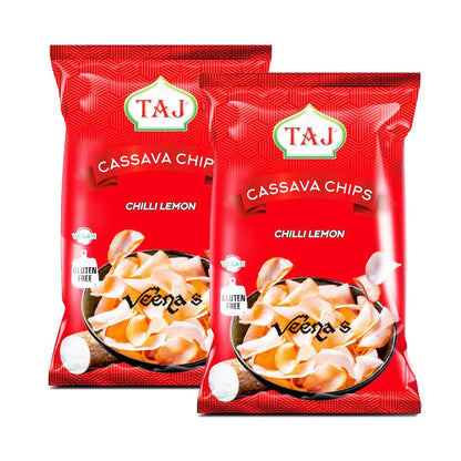 Buy Taj Cassava Chips Chilli Lemon 200g (Pack of 2) at Veenas.com - Online Indian Grocery Store UK