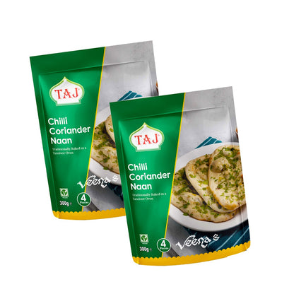Buy Taj Chilli Coriander Naan 300g (Pack of 2) at Veenas.com - Online Indian Grocery Store UK