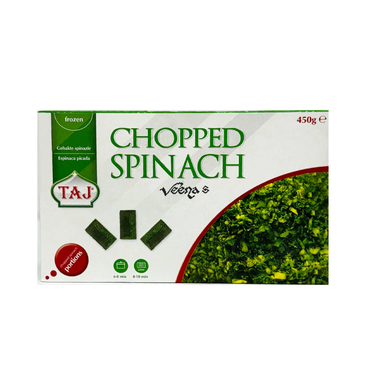 Buy Taj Chopped Spinach 450g at Veenas.com - Online Indian Grocery Store UK