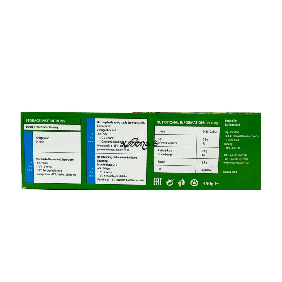 Buy Taj Chopped Spinach 450g at Veenas.com - Online Indian Grocery Store UK
