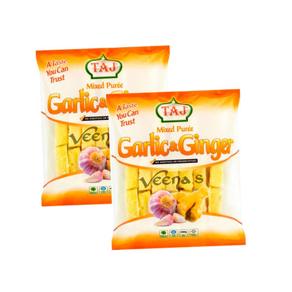 Buy Taj Garlic & Ginger Puree 400g (Pack of 2) at Veenas.com - Online Indian Grocery Store UK