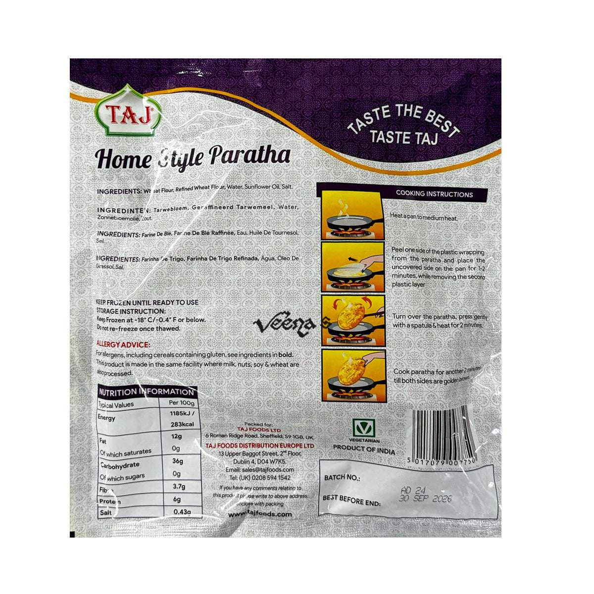 Taj Home Style Paratha 300g