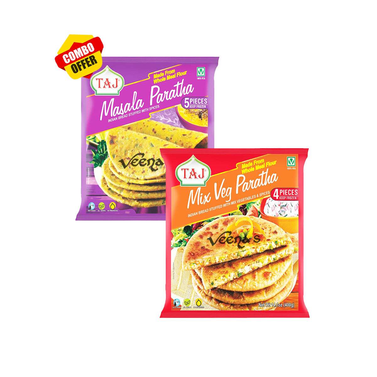 Buy Taj Masala and Mixed Veg Paratha - Combo Pack at Veenas.com - Online Indian Grocery Store UK