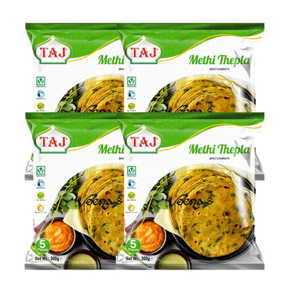 Buy Taj Methi Thepla 300g (Pack of 4) at Veenas.com - Online Indian Grocery Store UK