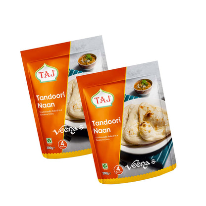 Buy Taj Tandoori Naan 300g (Pack of 2) (4Pcs) at Veenas.com - Online Indian Grocery Store UK