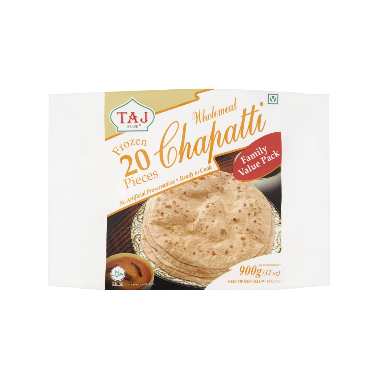 Buy Taj Wholemeal Chapatti Family Value Pack (20 Pcs) at Veenas.com - Online Indian Grocery Store UK
