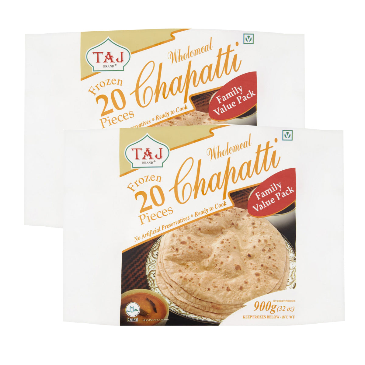 Buy Taj Wholemeal Chapatti Family Value Pack (20 Pcs) at Veenas.com - Online Indian Grocery Store UK