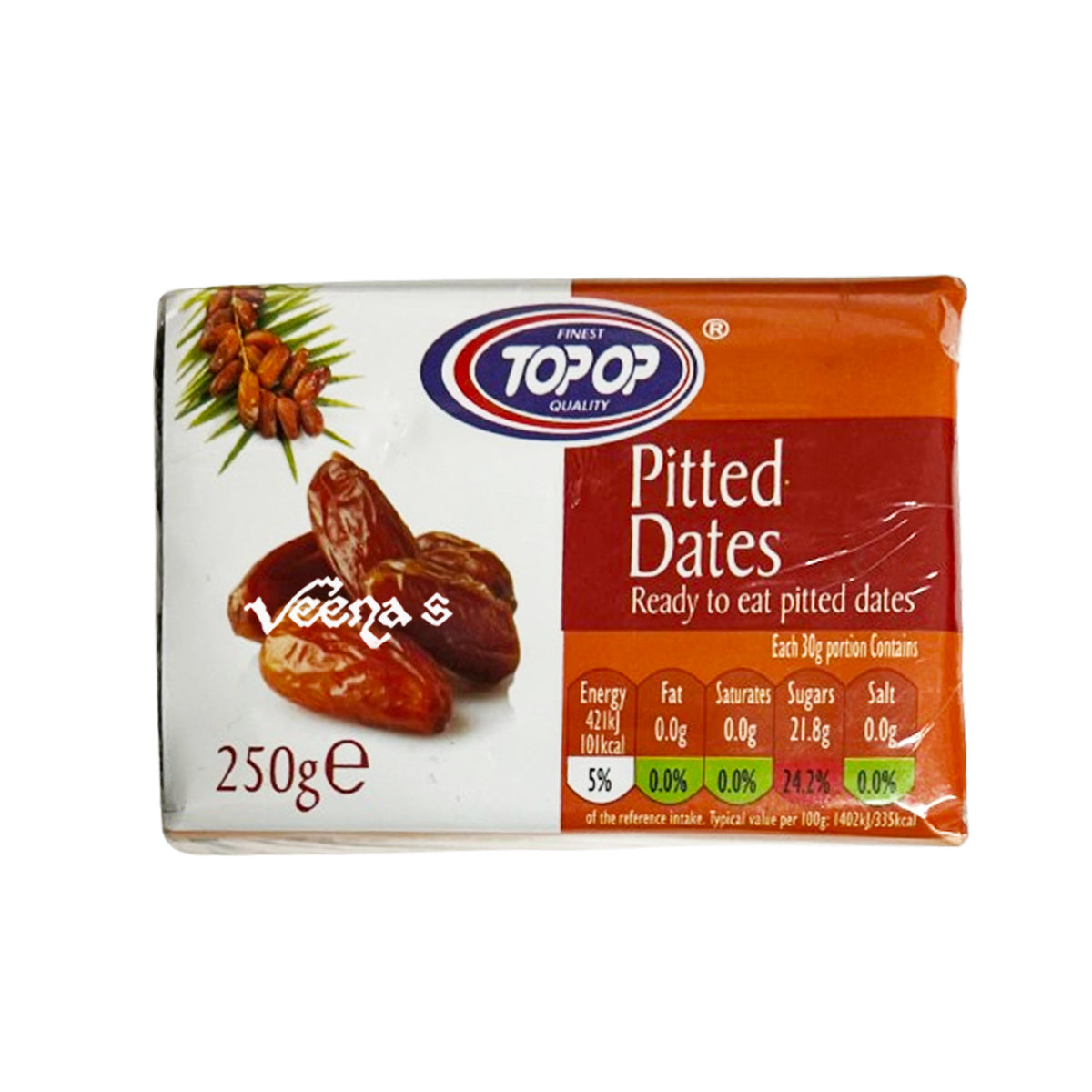 Buy Top Op Pitted Dates (Seedless) 250g at Veenas.com - Online Indian Grocery Store UK