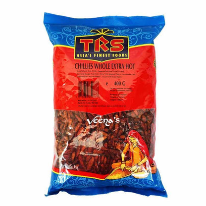 Buy TRS Chillies Whole Extra Hot 400g at Veenas.com - Online Indian Grocery Store UK