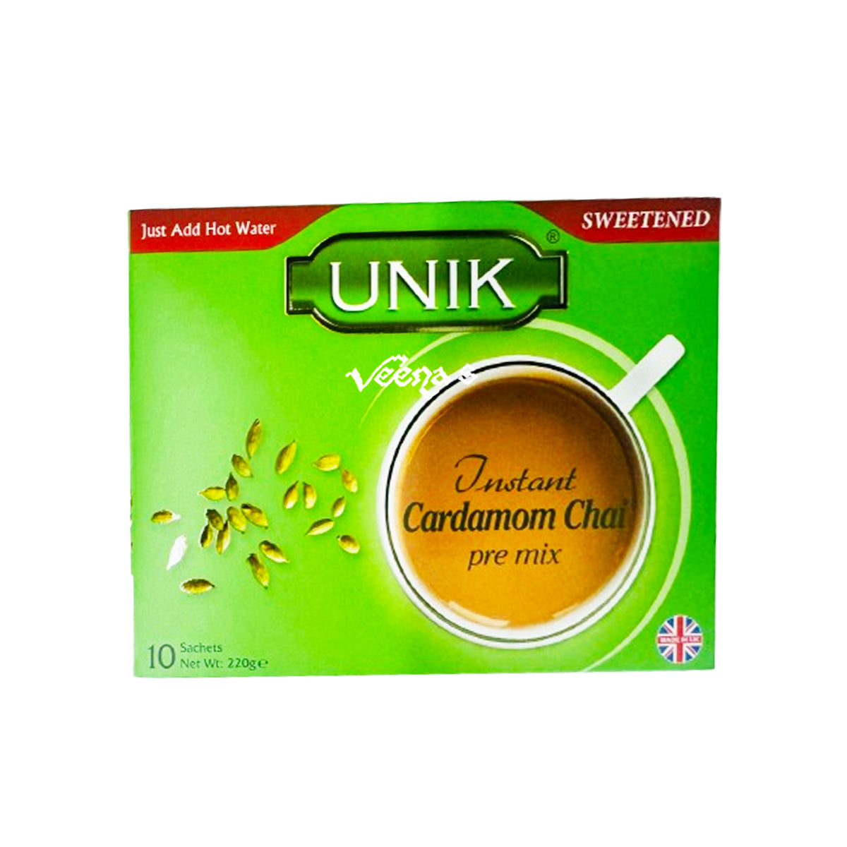 Buy Unik Instant Cardamom Tea 220g (Sweetened) at Veenas.com - Online Indian Grocery Store UK