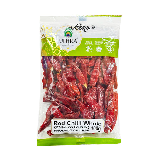 Uthra Red Chilli Whole (Stemless) 100g