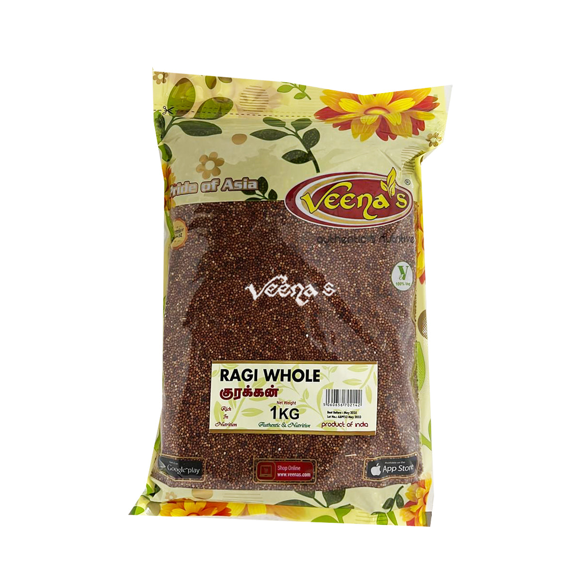 Viena Ragi Veena's Ragi Whole 1kg– veenas.com