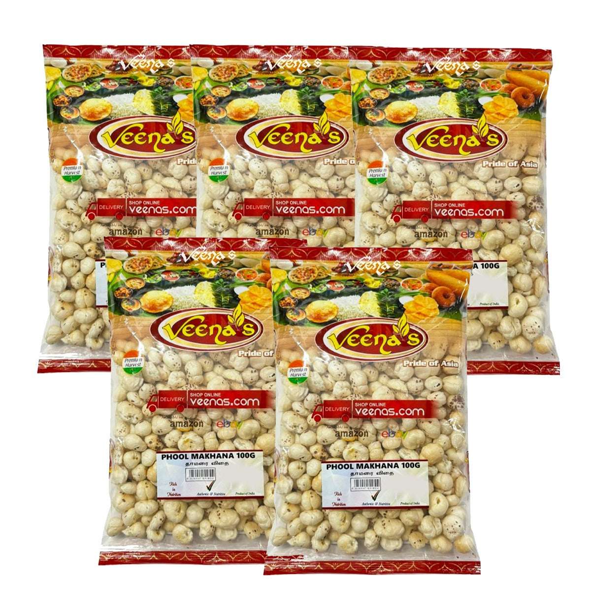 Buy Veena's Phool Makhana 100g (Pack of 5) at Veenas.com - Online Indian Grocery Store UK