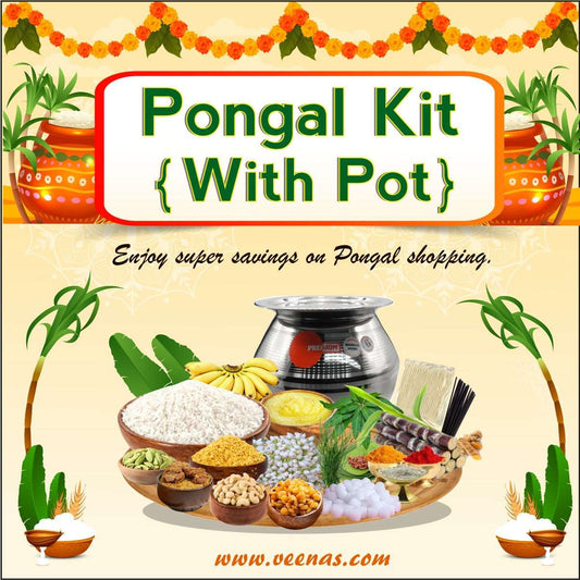 Veena's Special Pongal Puthinam With 1kg Stainless Steel Pot and Pongal Pooja Kit