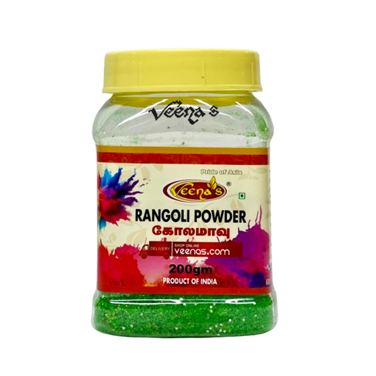 Buy Veena's Leaf Green Rangoli Powder 200g at Veenas.com - Online Indian Grocery Store UK